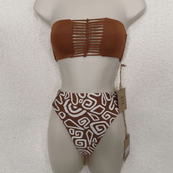 Stone Fox Swim Brown Rawhide The Inez Top/The Sumatra Bottom Rawhide Swirl XS